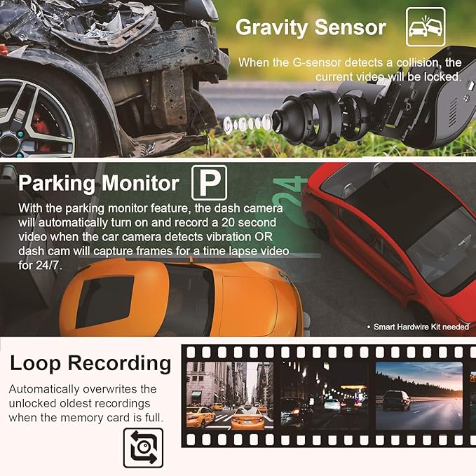 REXING V1 - 4K Ultra HD Car Dash Cam 2.4" LCD Screen, Wi-Fi, 170° Wide Angle Dashboard Camera Recorder with G-Sensor, WDR, Loop Recording, Supercapacitor, Mobile App, 256GB Supported