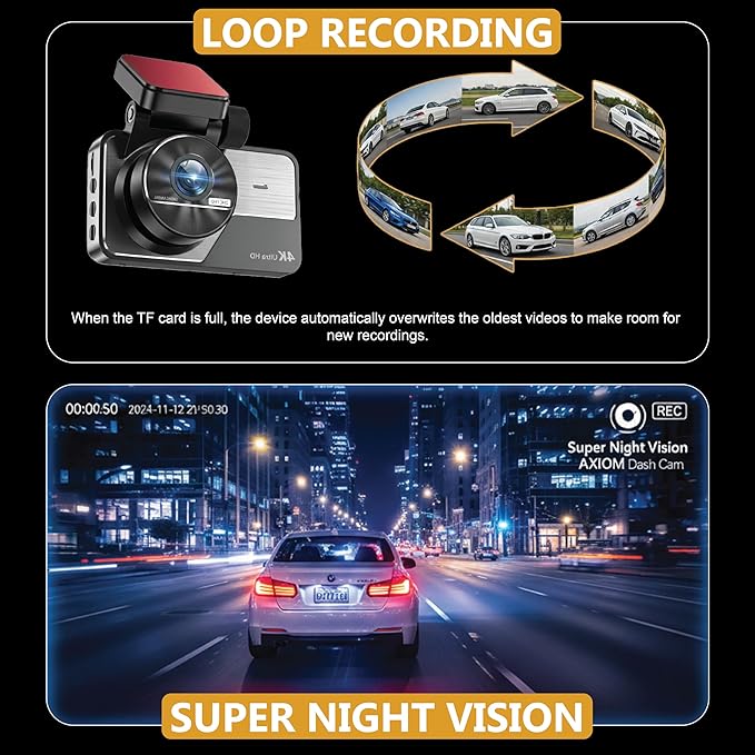 4K Dash Cam Front and Rear, STARVIS 2 Sensor, Free 32GB Card & Hardwire Kit Included, 5G WiFi 20MB/s Fast Download, Dash Camera for Cars with GPS, WDR Night Vision, 170° Wide Angle, 24H Parking Mode