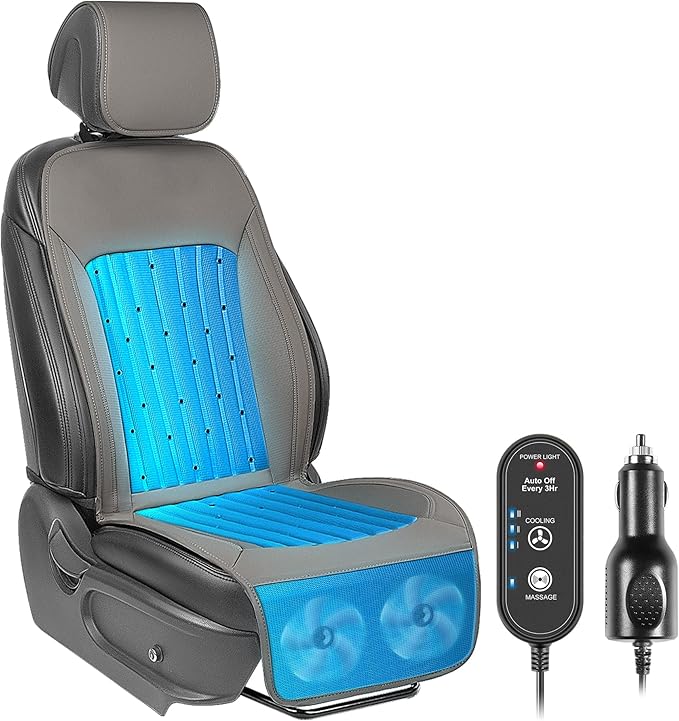 Paffenery 2026 Upgraded Cooling Car Seat Cover Front Seat, 12V-24V Ventilated Cooling Car Seat Cushion, Cooled Seat Cover for Car SUV Truck Universal Fit, Stone Grey