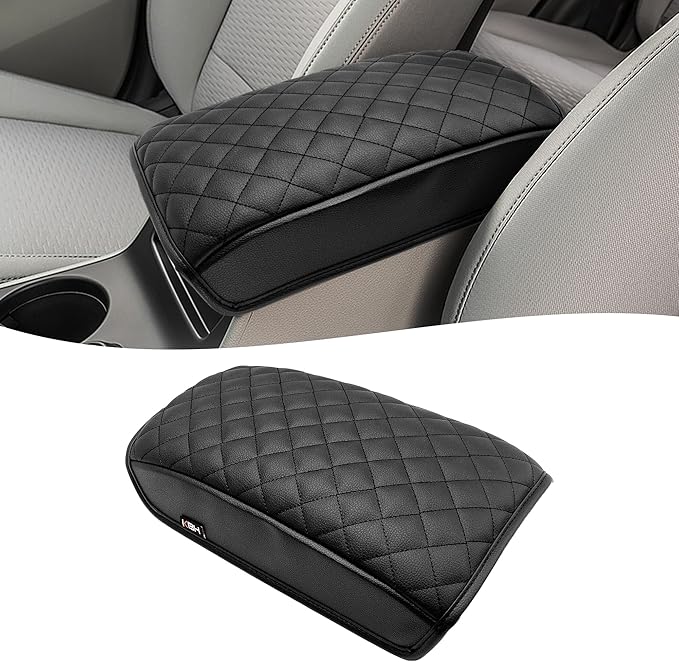KBH Center Console Armrest Cover for Hyundai Tucson 2017 2018 2019 2020 2021, Middle Console Lid Covering Cushion Pad, PU Leather Interior Accessories, Anti-Scratch, Black