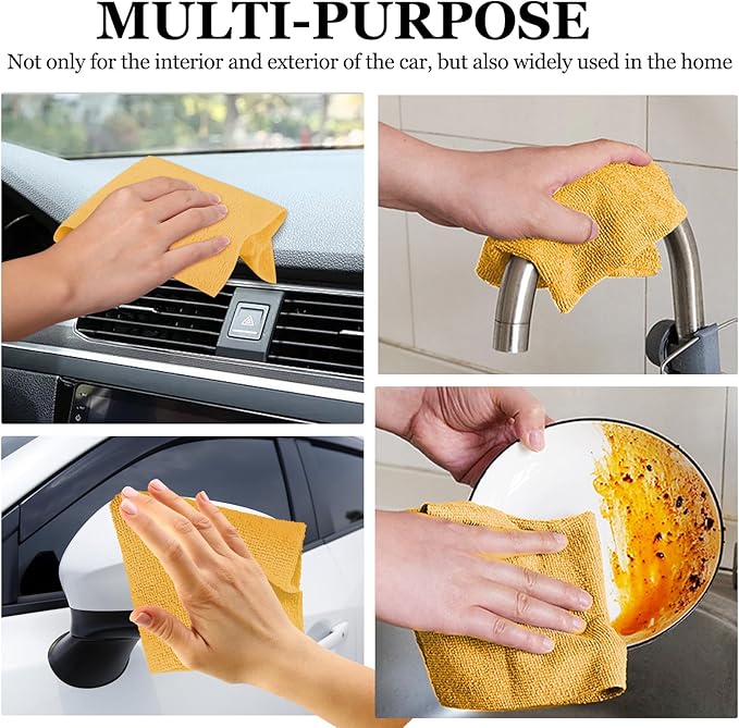 wuyaoyao 50PCS Microfiber Cleaning Cloth Roll, 10"×10" Tear Away Microfiber Towels, Reusable Washable Cloth Paper Towels, Multi-Purpose Cleaning Rags for Car Home Kitchen Garage Shop (Orange)