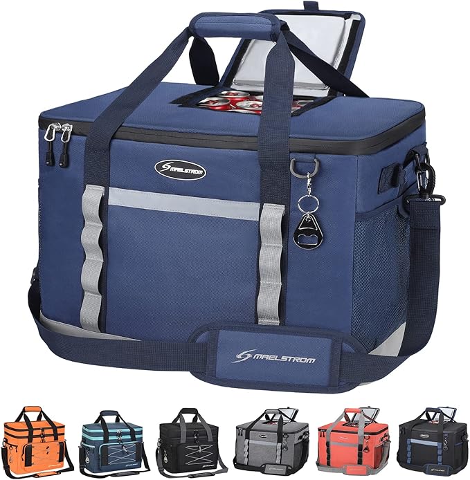 Maelstrom Collapsible Soft Cooler Bag,35/55/75 Cans Beach Cooler with Flip Top Lid, Ice Chest, Leakproof & Portable for Beach, Camping, Road Trips & Grocery Shopping