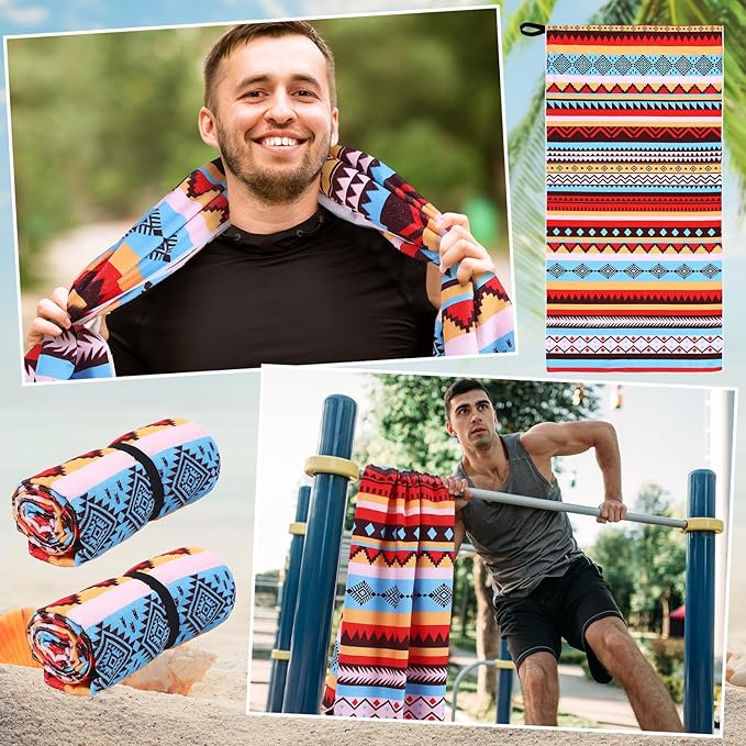 Hahafelt Car Seat Towel Covers Christmas Car Accessories Gifts Athletic Running Towel Performance Microfiber Post Workout Sweat Washable Cover Non Slip for Seat Outdoor Sport(Tribal)