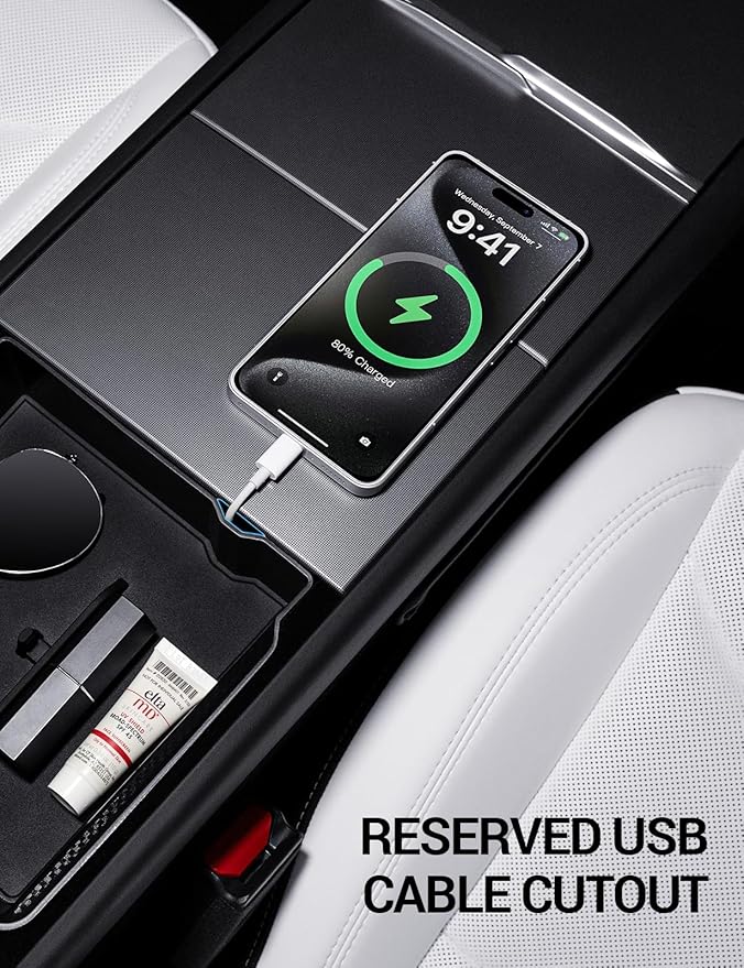 Motrobe 4PCS 2026 Center Console Organizer Tray for Tesla Model Y Juniper (Only Premium & Performance 2025/2026) Model 3 Highland (Standard, Premium & Performance 2024/25/26) Accessories