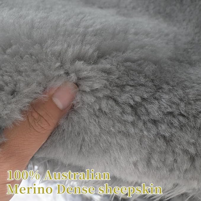 Aegis Cover Premium Australian Merino Sheepskin Car Seat Cover, Easy-Install Summer & Winter Universal Fit for SUV Truck Sedan Most Vehicles (FS-Grey)