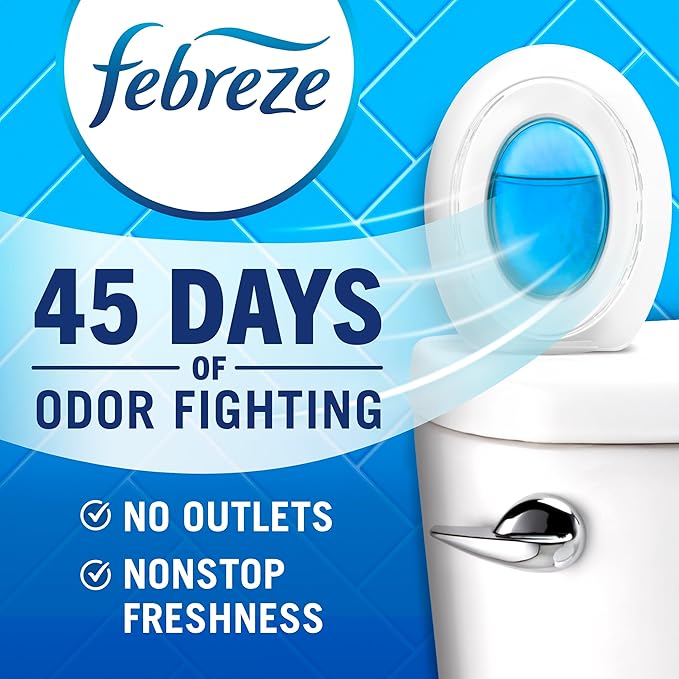 Febreze Bathroom Air Freshener, Odor-Fighting, Plug In Alternative, Air Fresheners for Small Spaces in Home, Bathroom, Kitchen, & Closet, Lilac & Watermelon Scents, 4ct (2 of Each Scent)