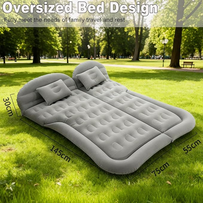 SUV Air Mattress Car Bed Inflatable Mattress for Truck Backseat - Foldable Car Mattress with Flocking Surface and Electric Pump Portable Air Bed Sleeping Pad for Home Car Tent Camping Travel