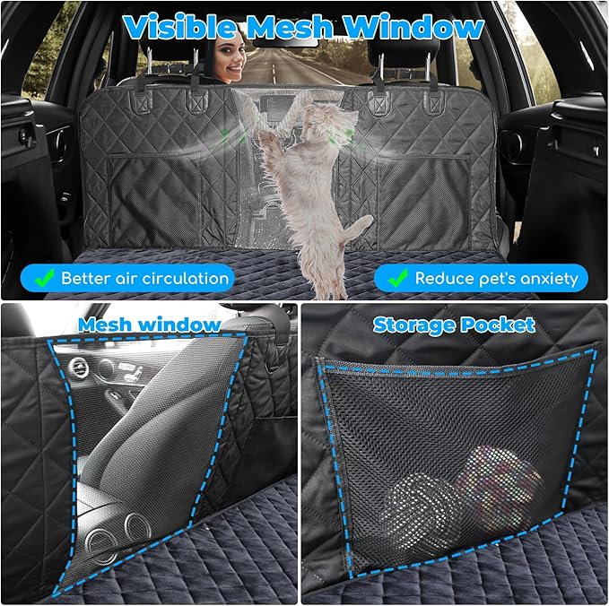 URPOWER 2026 Upgraded Back Seat Extender for Dogs - Large Hard Bottom Dog Car Seat Cover Holds 550lbs, Waterproof Dog Hammock Pet Bed with High-Density Foam Non-Slip Backseat Protector