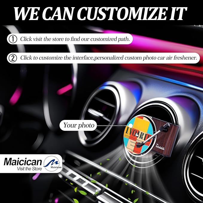 Maicican 12PCS Customizable Car Air Freshener Vent Clip, Pop Singer Album Cover Record Player Shape, Music Lover Gifts. (customization)