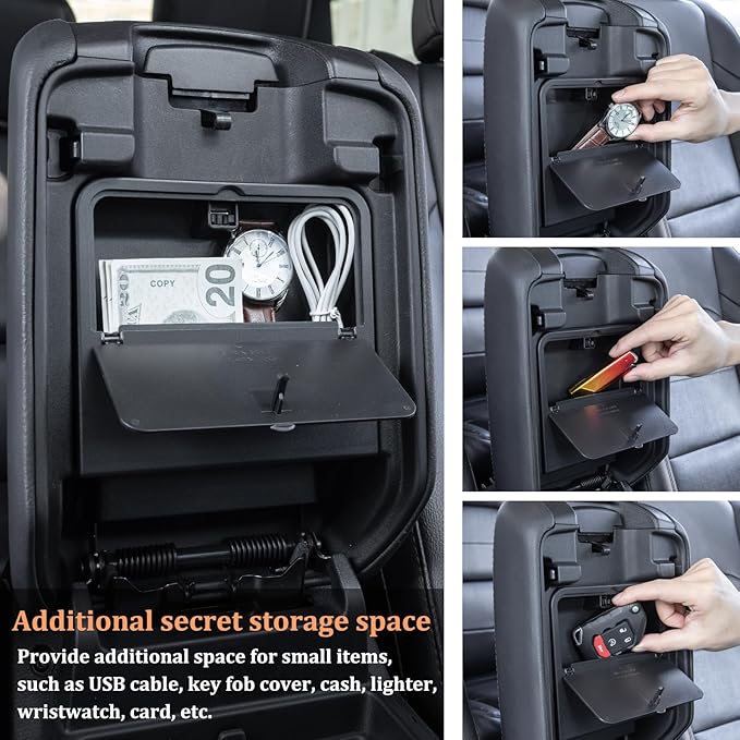 JKCOVER Front Under Seat Tray and Armrest Hidden Box Storage Organizer Compatible with Jeep Wrangler JL/JLU 2018-2023 2024 2025 2026 and Jeep Gladiator JT Truck 2020-2026 Accessories （Patented Design）
