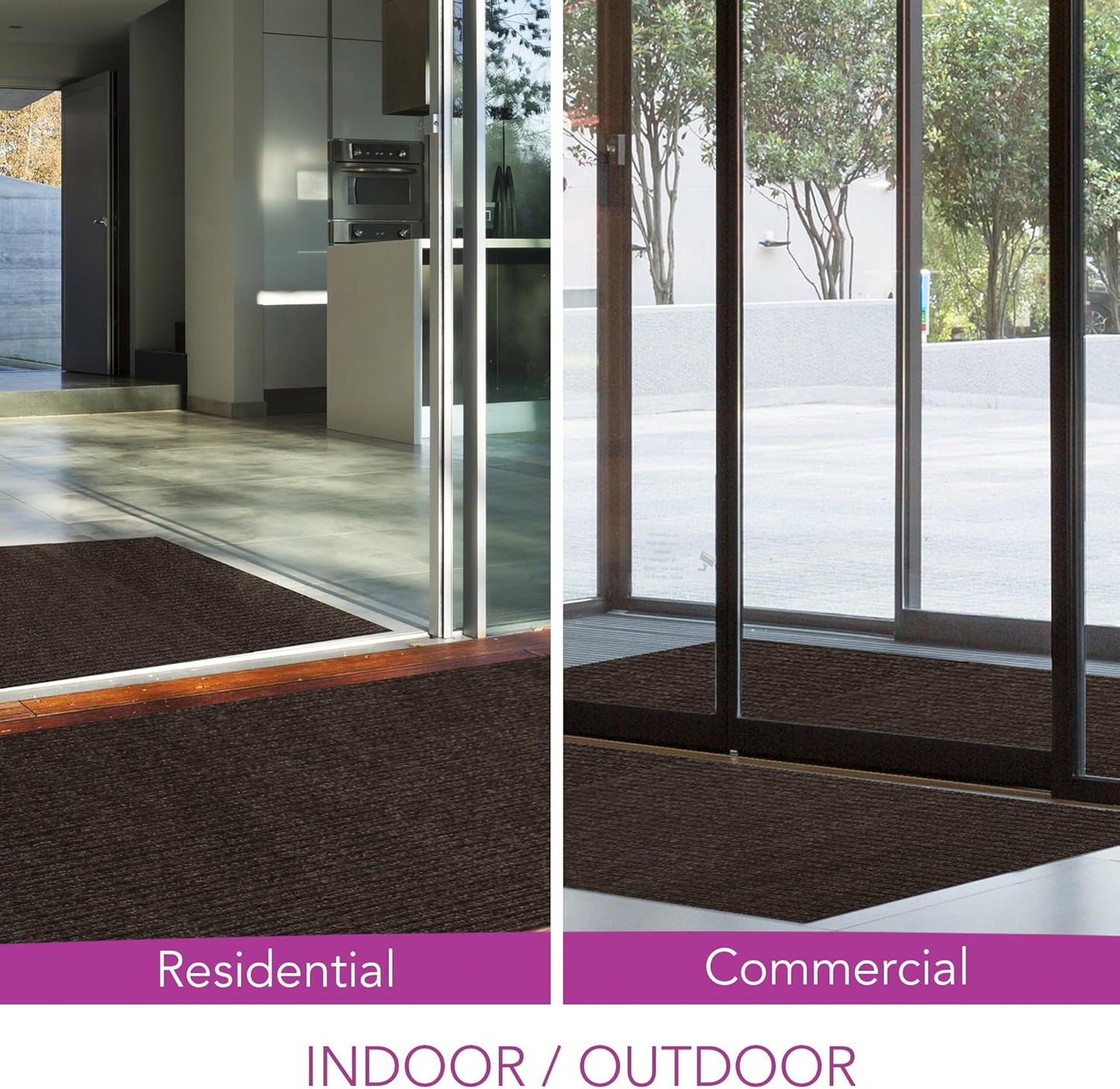 iCustomRug Spartan Weather Warrior Indoor/Outdoor Utility Ribbed Carpet Runner with Non-Slip Thermoplastic Rubber Backing, 3ft X 28ft in Brown