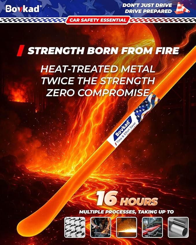32'' Heavy Duty Tubeless Truck Tire Iron and 32'' Tire Hammer Tire Bead Breaker Tool, Oversized Solid Steel Mount/Demount Tire Spoons Bars, Essential Tire Removal Tool for Car, SUV & Truck
