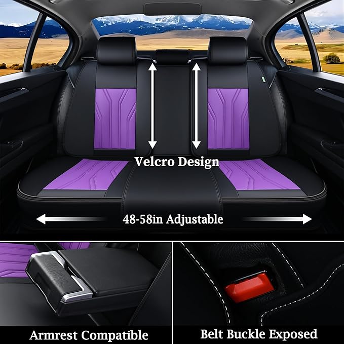 FLORICH Automotive Seat Covers, Seat Covers Full Set, Car Seat Protectors 5 Seats, Purple & Black Automotive Seat Covers Fit for Most Cars Trucks
