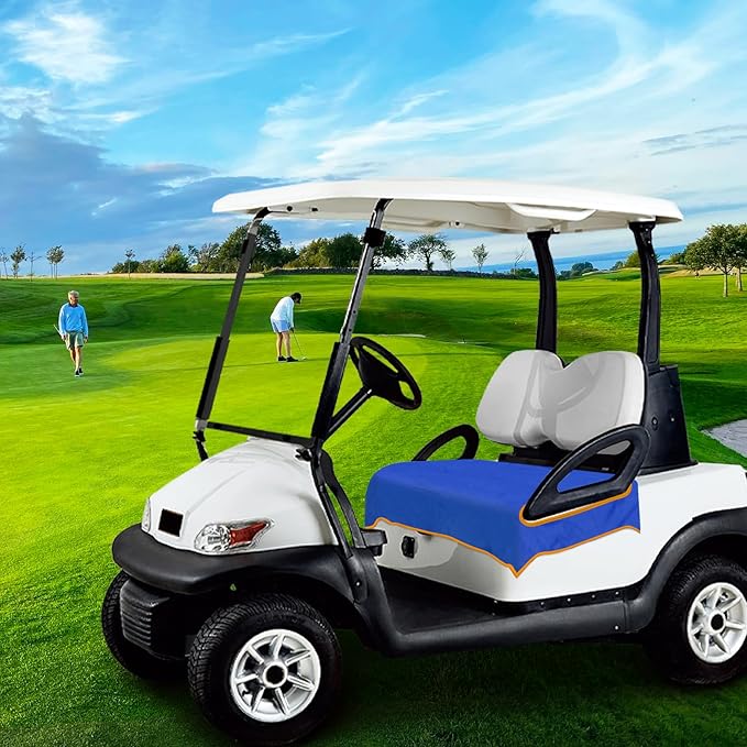 Golf Cart Seat Covers, Breathable Golf Cart Seat Towel Blanket, Keeps Seats Dry & Comfortable in All Weather, Universal 51"x30" for EZGO, Yamaha, Club Car and More 2/4-seats Cart, Blue