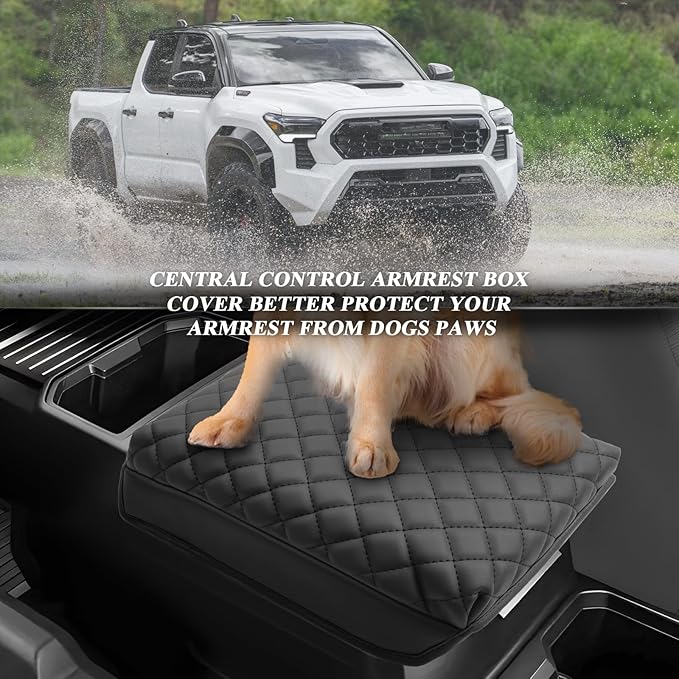 BIBIBO for 2025 Toyota Tacoma Accessories Center Console Cover 2024 2025 Toyota Tacoma Armrest Cover 2024 Tacoma Console Lid 2024 2025 Toyota Tacoma Arm Rest Pad Seat Box Cover Tacoma 2024