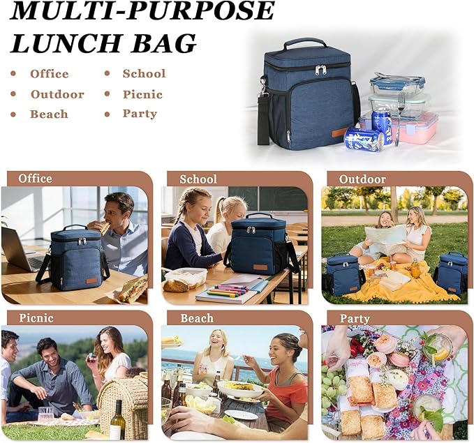 TuErcao Insulated Cooler Bag 6/24 Can Collapsible Leakproof Soft Sided Cooler for Car, Portable Foldable Small Ice Chest for Beach Camping Picnic Travel, 5/15qt Lunch Box for Men Work