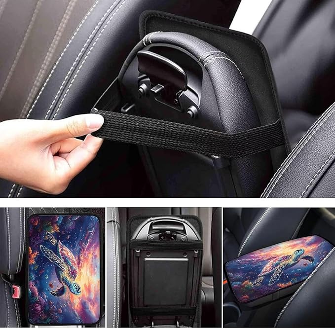 Sea Turtle Car Console Armrest Cover for Women, Car Middle Console Covers Auto Accessories for Decoration,Universal Fit,Machine Washable