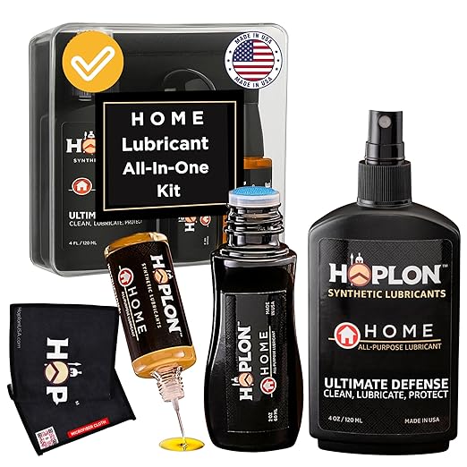 Hoplon Home Kit — Door Hinge Lubricant & Garage Door Maintenance Kit, Hinge Oil, Lock Lubricant & Squeaky Door Fix, Complete Home Lubricant Set with 3 Applicators, Made in USA