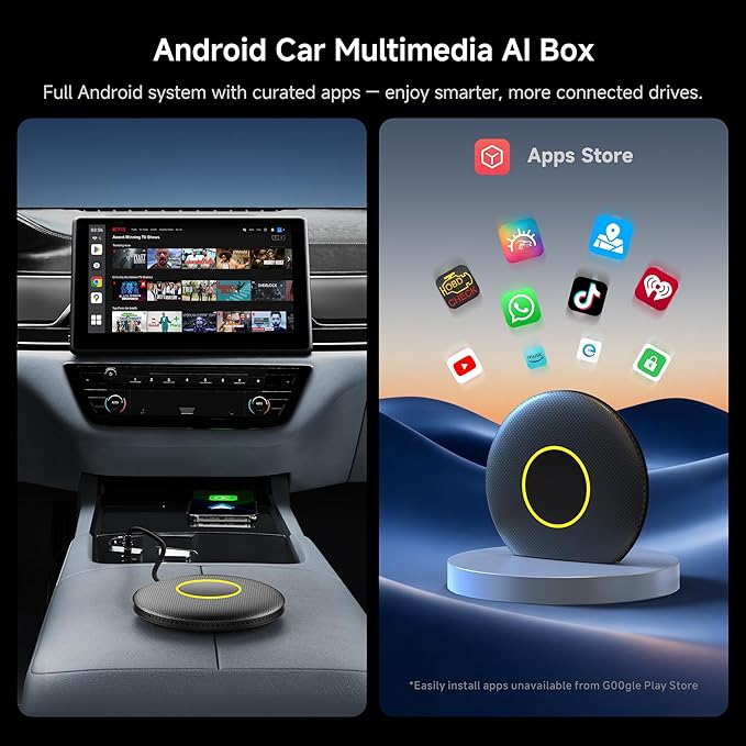 Wireless CarPlay Adapter, Magic AI Box with 4G LTE | GPS | Full Android OS, Wireless CarPlay Box Compatible with Wired Factory CarPlay & Android Auto, Support for YouTube/Netflix