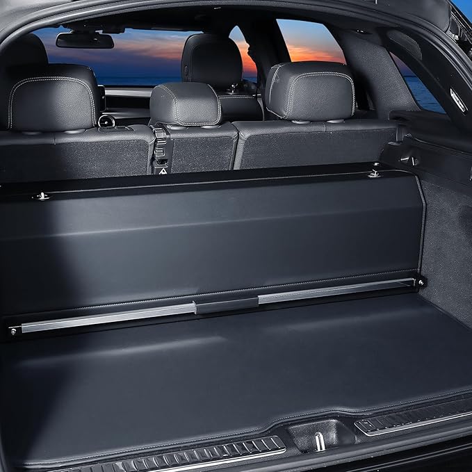 Car Trunk Organizer, Leather Trunk Organizer with LED Light Car Storage Box with Lid and Push-pull Handle Organizer Trunk Storage for SUV, Trunk, Minivan (Black, 37 x 11.4 x 12.2in)