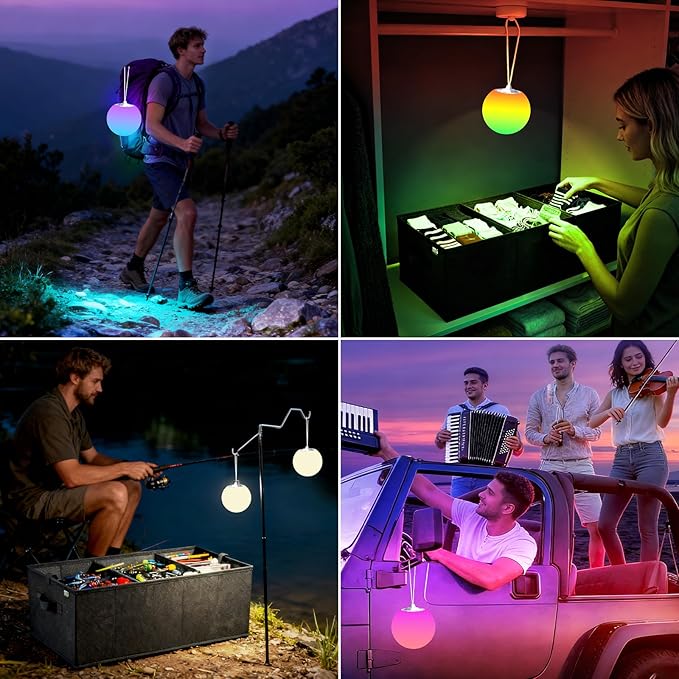 MIU COLOR Collapsible Car Trunk Organizer with 3-inch Rechargeable LED Ball Light Set for SUV, Sedan, Van, Camping, Party, Home Storage, Car Accessories for Men, Women, Color Glow Birthday Day Gifts