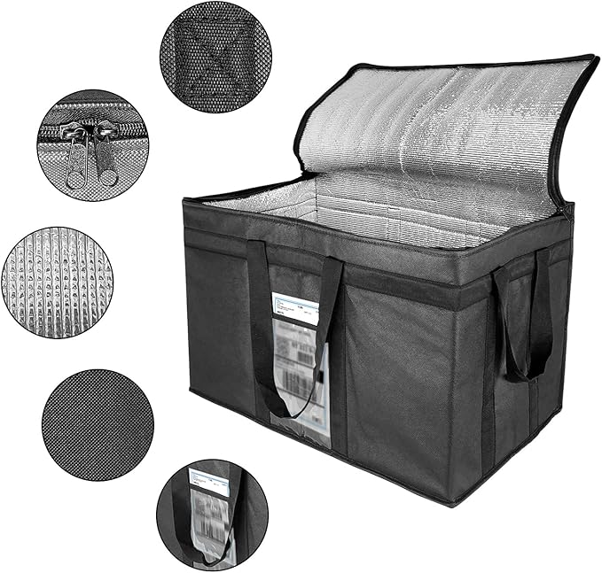 XXL-Larger Insulated Cooler Bags with Zipper Closure,Reusable Grocery Shopping Bags Keep Food Hot or Cold,Collapsible lunch bag,Grocery Transport,23"W x 15"H x 14"D