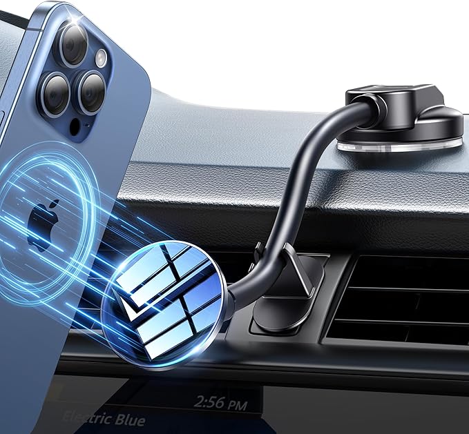 BIVGAZA for Magsafe Car Mount [Strong Magnets & Anti-Shake] Magnetic Phone Holder for Car 18CM Long Arm Universal Dashboard Car Mount for iPhone 15 14 13 12 Pro Max Plus Mag-Safe Case & All Phones