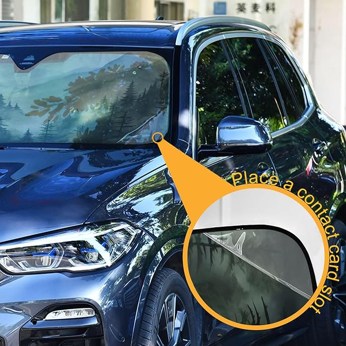 xigua Mountain Forests Car Windshield Sunshade Foldable Front Window Sun Visor Protector for Car,SUV,Truck - Keep Vehicle Cool,55 x 27.6 Inch