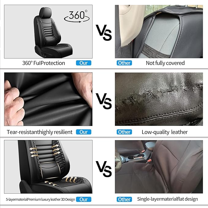 Fit Crosstrek Car Seat Covers for Subaru Crosstrek 2016-2025 2026 - Upgraded Premium Waterproof & Breathable Leather, Airbag Compatible, All-Weather Seat Cushion Protector (Full Set, Black)