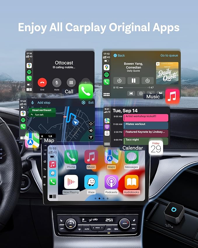 OTTOCAST Mini 3.0 (Pot) 2025 2-in-1 Wireless CarPlay/Android Auto Adapter, 5GHz WiFi, Auto Connect for 2016+ Cars
