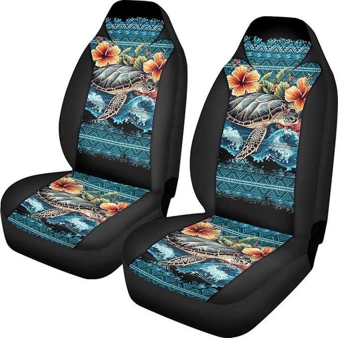 ELEQIN Hawaii Turtle Car Seat Covers Universal High Back Fashion Cushion Protector for Car Truck Suvs,Sedans,Vehicles, Front Car Seat Covers 2 Pack
