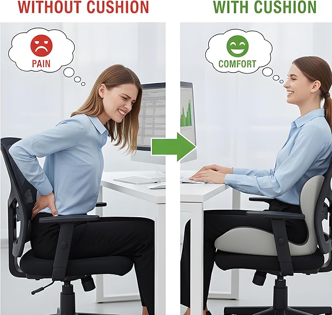 Truck Seat Cushion for Drivers – Memory Foam Car Seat Cushions for Driving, Ergonomic Seat Cushion for Truck Driver & Office Chair, Lab-Design for Back Pain & Sciatica Relief