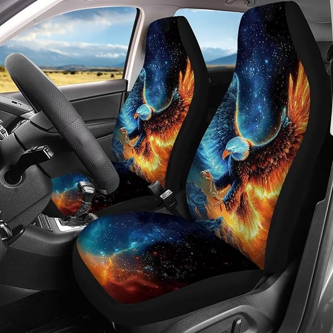 KEIAHUAN Eagle Pattern Full Set Seat Covers for Car Front Seat Covers and Split Rear Bench Seat Covers Washable Stretchy Universal Vehicle Seat Cushion Cover Universal Fit for Cars, Trucks, SUV, Van