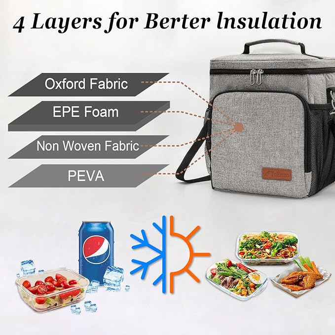 TuErcao Insulated Cooler Bag 6/24 Can Collapsible Leakproof Soft Sided Cooler for Car, Portable Foldable Small Ice Chest for Beach Camping Picnic Travel, 5/15qt Lunch Box for Men Work