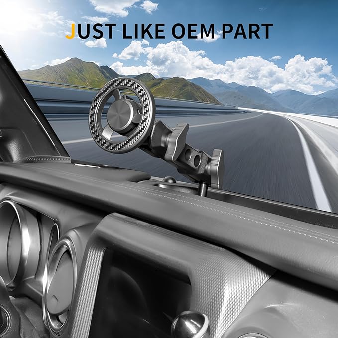 Magnetic Phone Mount Holder for 2018-2023 Jeep Wrangler JL 4XE Gladiator JT, for Magsafe iPhone 12-17 Series Accessories, 360° Adjustable, One-Hand, Off-Road Stable, No Darill Easy to Install
