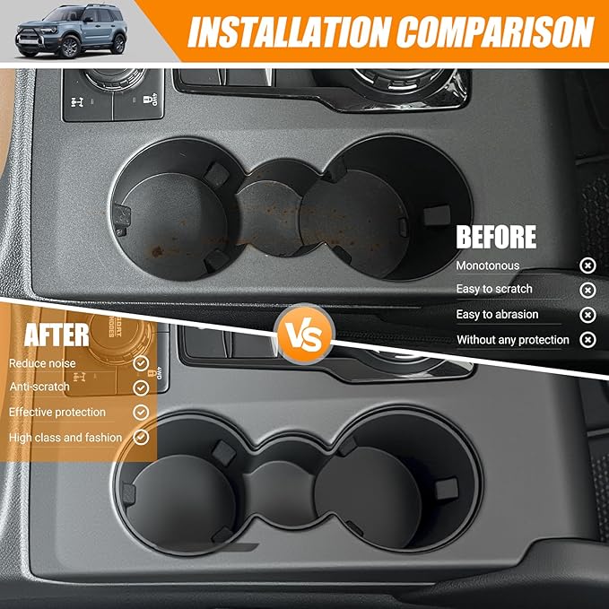 Center Console Cupholder Insert Compatible with 2021-2025 Ford Bronco Sport/2020-2025 Ford Escape Center Console Cup Holder Tray for Bronco Sport&Ford Escape Accessories(Cup Holder Tray)
