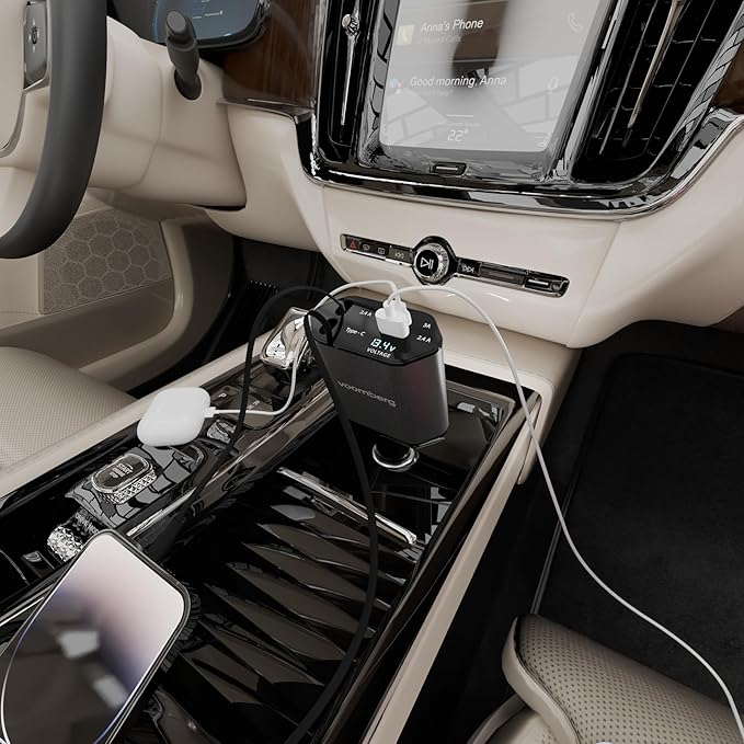 Retractable Fast Car Charger 100W for CarPlay, 4-in-1 Car Charger Adapter with 31.5" Built-in Cables & Dual USB Ports, Compatible with iPhone 11, 12,13,14,15,16,17 & Samsung Devices, Tablets and More