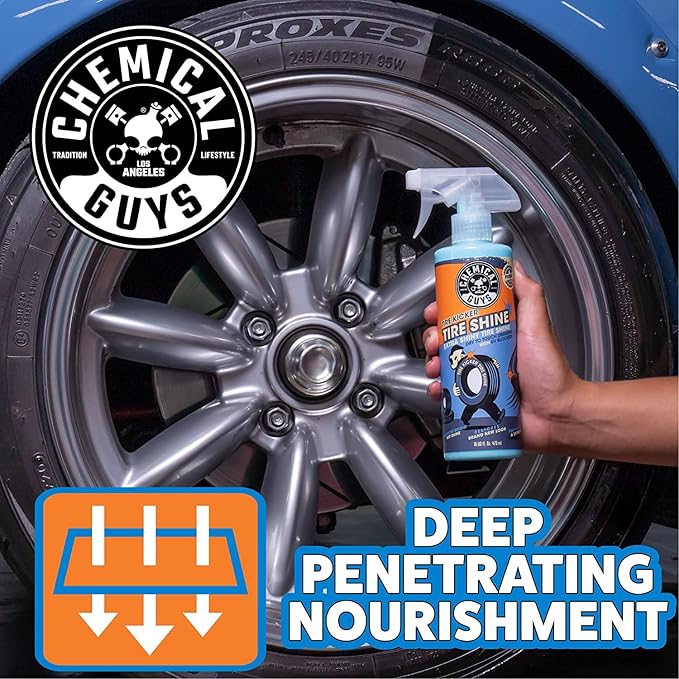 Chemical Guys Tire Kicker Sprayable Extra Glossy Tire Shine (Works on Rubber, Vinyl & Plastic) Safe for Cars, Trucks, Motorcycles, RVs & More, Extra Large Size 32 fl oz
