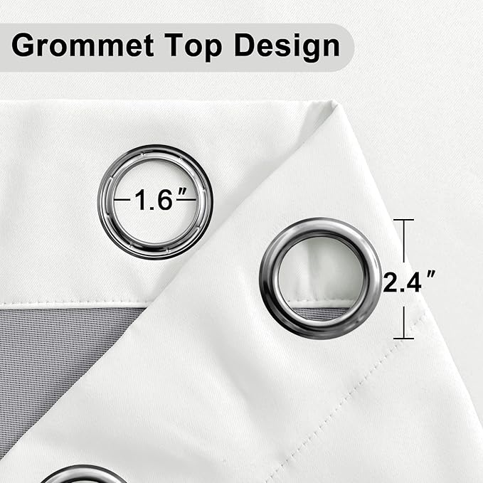 XWZO 100% Blackout Window Curtains - Thermal Insulated Black Liner Grommet Window Treatment Sewn with Tiebacks for Bedroom/Living Room/Nursery, Ivory, W42 x L84, Set of 2 Panels