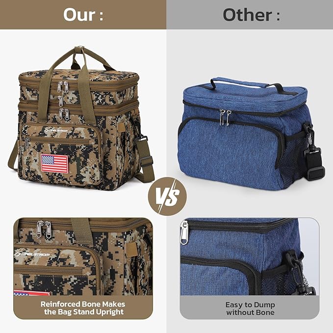 Maelstrom Lunch Box, 23L Insulated Lunch Bag, Expandable Double Deck Cooler Bag, Lightweight Leakproof Tote Bag With Side Tissue Pocket, Suit For Men and Women (I Camouflage with DIY Hook-and-Loop)