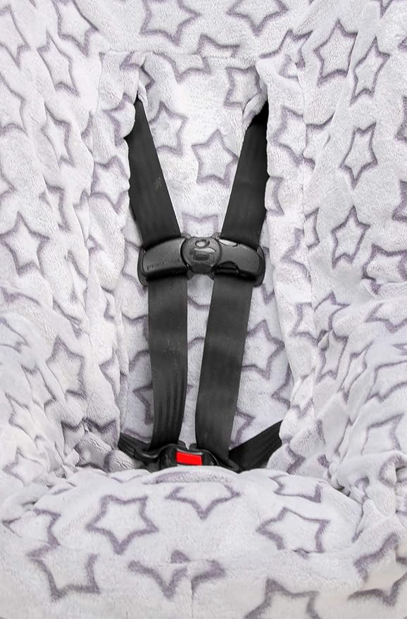 Niko Easy Wash Children's Car Seat Cover & Liner -Minky -Silver Star -Perfect for Winter Weather-Universal Fit -Crash Tested -Waterproof SEAT Bottom -Easy to Clean -Machine Washable