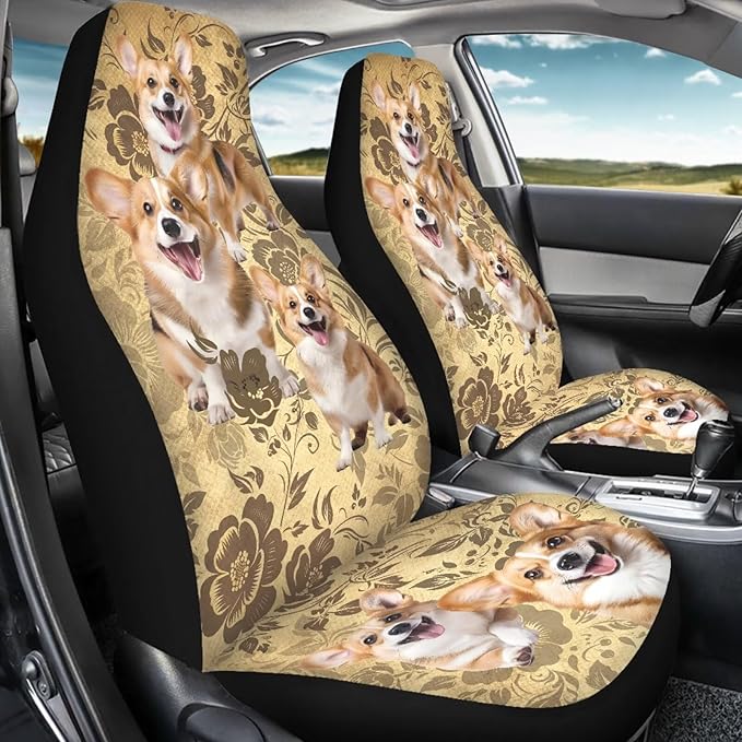 Car Seat Covers Set of 2, Seat Protector for Car Front Seat,Universal Auto Print Seat Covers for Cars SUV Trucks(Dog 81)