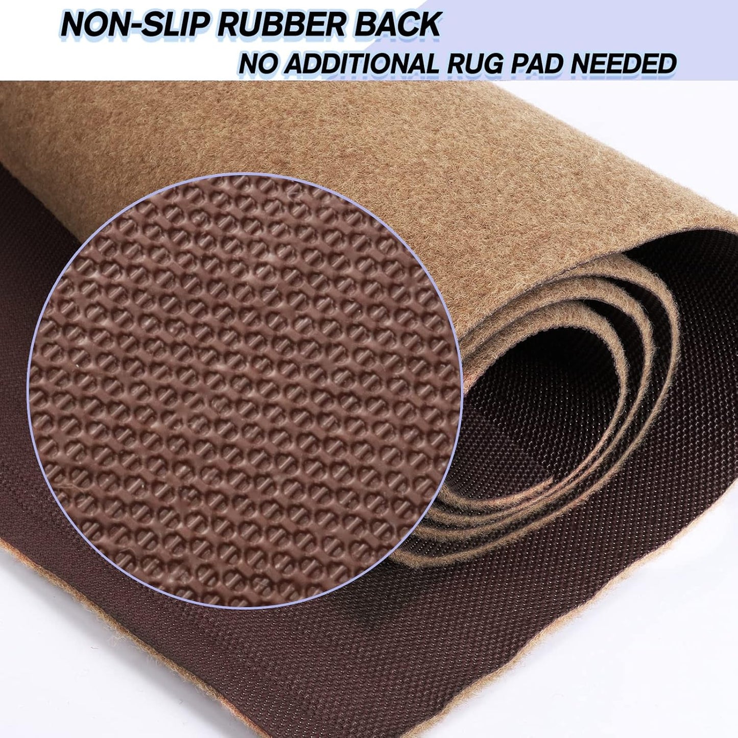 Custom Size Backed Non-Slip Area Rugs Runner, Easy Clean, Waterproof Runner Rugs for Hallway Entryway, Kitchen, Laundry, 2FT x 24FT, Beige