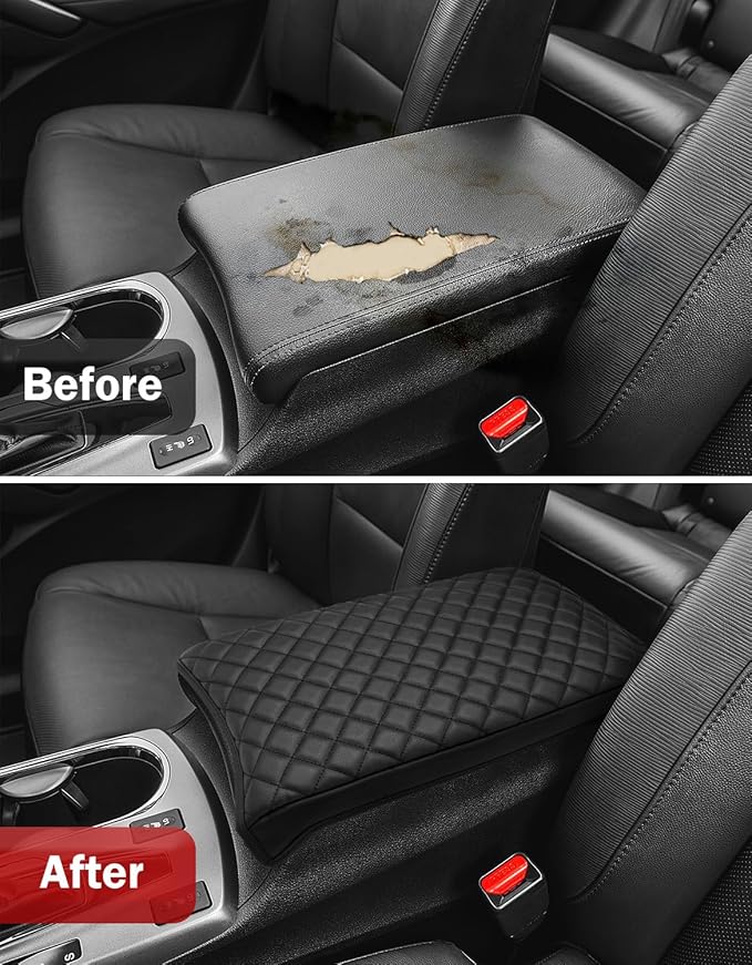 KBH Center Console Armrest Cover for Acura RDX 2013 2014 2015 2016 2017 2018, Middle Console Lid Protector Cushion Pad Accessories, Vinyl Leather, Anti-Scratch, Black