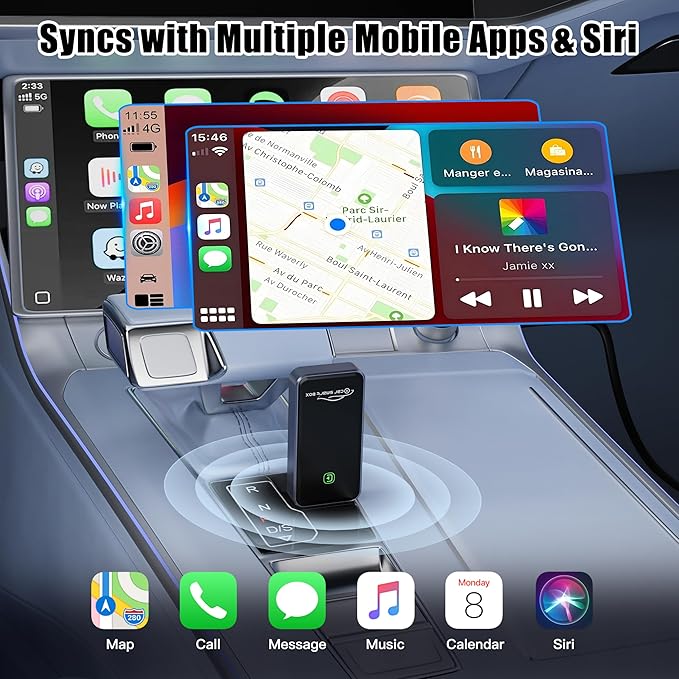 Wireless CarPlay Adapter for Apple iPhone - Convert Factory Wired to Wireless CarPlay Dongle, Plug & Play for iOS 10+ & Wired CarPlay Cars 2016+, USB & Type-C Port