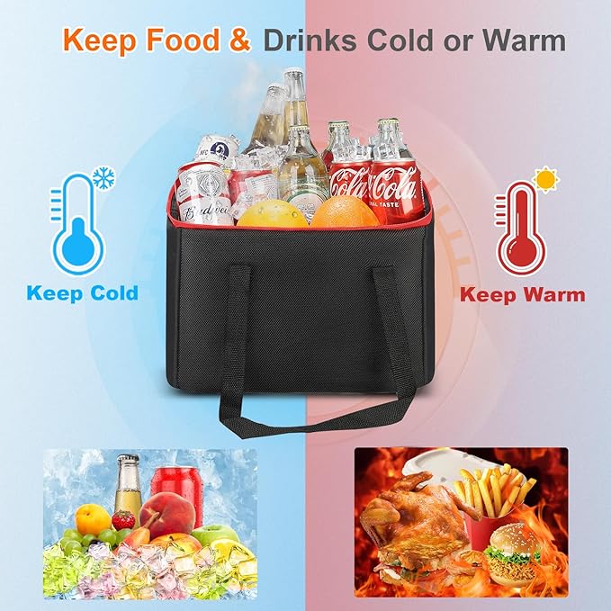 Portable Soft Cooler Bag, Collapsible Insulated Leak-Proof Car Cooler Bag, Insulated Ice Chest with Waterproof Zipper, Leak-Proof Organizer for Cars, Fits Most Vehicles, Red