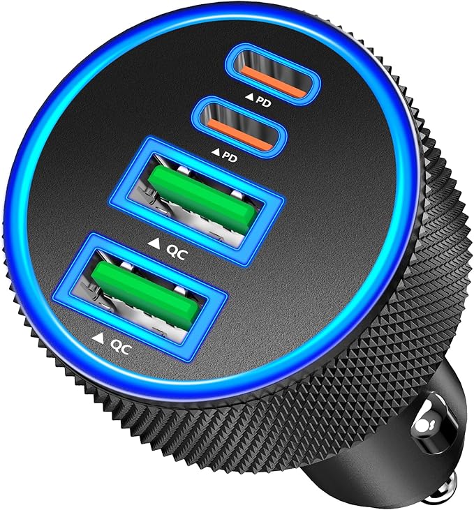 Car Charger USB C, Stuffcool 90W PD Dual USB-C & USB-A Car Power Adapter 4 in 1 PD/QC Type C Fast Charge Cigarette Lighter Adapter USB Charger for iPhone 17 17 Pro 16 15 14 13 12/Galaxy S26 S25/Pixel