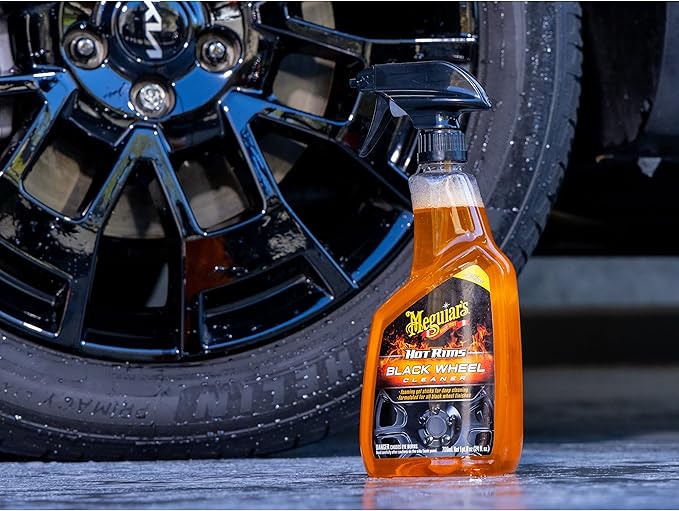 Meguiar's Hot Rims Black Wheel Cleaner, Deep Foaming Gel Specially Formulated to Effectively Clean Matte, Gloss, Satin, and Chrome Black Wheels, 24 Oz Spray Bottle