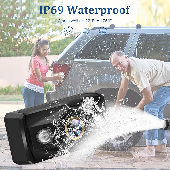 Backup Camera for Truck 7 Inch HD 2K Front Rear View Monitor kit Auto Color Image Night Vision, IP69 Waterproof DIY Grid Lines for Car/RV/Tractor/Semi-Trailers/Pickup H7