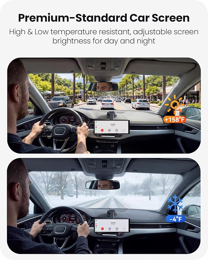 9.26" Portable CarPlay Screen for Apple Carplay & Android Auto with 4K Dash Cam & HD Backup Camera, Wireless Car Play with Strongest Bluetooth 5.2, OTA Updates, Voice Control, GPS Navigation